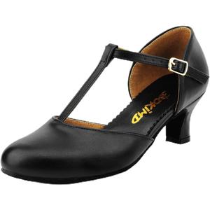 Women's T-Strap Latin Salsa Ballroom Dance Heels Black Character Shoes Prom Wedding Dress Pumps (5)
