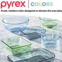 Pyrex Colors Tinted (3-Pack, Full Set) Sculpted Tinted Glass Mixing Bowls With Plastic Lids, Nesting Space Saving Set of Bowls For Prepping and Baking, 1.3QT, 2.3QT & 4.5QT (Yellow, Green, Blue)