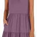 ANRABESS Womens Summer Casual Tank Dress Sleeveless V Neck T Shirt Sundress Flowy Tiered Swing Mini Beach Vacation Dresses (Small, Purple)