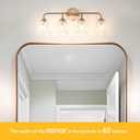 Daunton Vintage Bathroom Vanity Light, Brown Bronze Vanity Lighting, 4-Light Bathroom Lighting Fixtures Over Mirror, Elegant Flower Glass Light with Clear Shade, Gold Wall Sconce Lighting for Bedroom, 24.8in