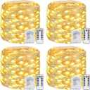 4 Pack Fairy Lights Battery Operated with Remote, Total 480LED 156Ft Battery Powered String Lights with Timer, 8 Modes Waterproof Twinkle Christmas Lights for Bedroom Party Indoor Mason, Warm White
