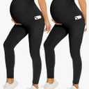 Fotociti 2/3/4 Pack Maternity Leggings With Pockets Over The Belly,Womens Pregnancy Workout Yoga Active Soft Tights Pants XL