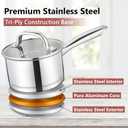 E-far 1 Quart Saucepan with Lid, Stainless Steel Small Sauce Pan Boiling Pot for Cooking, Compatible with All Stoves, Healthy & Non Toxic, Oven & Dishwasher Safe