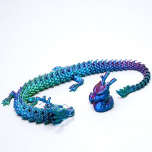 2PCS 3D Printed dragon Model,Flexible Realistic Articulated Animal Fidget Toys,Mystery Figurines Gifts for Easter,Executive Desk Funny Dcor and Festival Collectible,Easter Basket Stuffers (RGB)