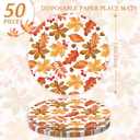 50Pcs Fall Leaves Paper Placemats Autumn Maple Leaf Dinner Mats Disposable Table Mats for Thanksgiving Harvest Party Table Setting