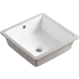 16 Inch Small Square White Undermount Bathroom Sink 16.15" x 16.15" Vanity Under Counter Basin Porcelain Rectangle Vessel Sink for Tiny Place Opening Size 14.17" x 14.17" Lavamanos Para Baos KINGWONG