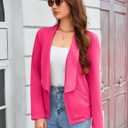 Women's Casual Blazer Long Sleeve Lightweight Open Front Blazer Work Office Blazers Jacket (Rose Red, XL)