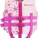 Tooklee Kids Swim Vest for 1-2-3-5-7-9 Years Old, Toddler Swim Vest 20-30-50-90 lbs for Boys & Girls, Kids Floaties Buoyancy Jacket for Pool & Beach, Soft Neoprene Comfort Dual Strap Vest, Pink, L