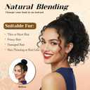 10 inch Ponytail Extension Drawstring Ponytail for Black Women Short Wavy Curly Ponytails Fluffy Natural Looking Pony Tails Hair Extensions Synthetic Hairpiece (1B)