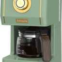Amaste Drip Coffee Maker, Coffee Machine with 25 Oz Glass Coffee Pot, Retro Style Coffee Maker with Reusable Filter & Three Brewing Modes, Warming Plate, Matcha Green