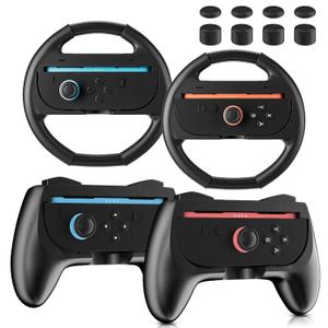 FANPL Grips for Nintendo Switch 2 Joy Con Controller, Ergonomic Design for Joycon 2 Steering Wheel and Hand Grip with 8 Thumb Grip Caps (4 Pack)