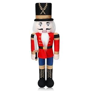 Lunmon 12 Inch Black Nutcracker Stuffed Plush Doll African American Nutcracker Christmas Decor for Christmas Xmas Holiday Gifts Home Office Table Mantel Centerpieces Party Supplies