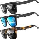 Polarized Sunglasses for Men's Women's - Fashion Men Sun Glasses Shades for Driving Fishing Lightweight UV Protection (A4 Black/Black/Ice Blue Mirrored)