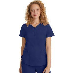 Healing Hands Purple Label Jane Scrub Top for Women Y-Neck Design | 2 Patch Pockets, Slim Fit Side Vents, Fitted Shirttail Silhouette, Breathable Comfort, Easy Care Fabric, Made for Every Shift