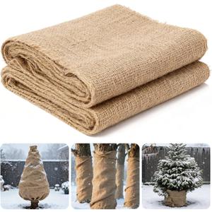 50ft x 40in Natural Burlap Plant Covers Freeze Protection, Winter ColdProof Burlap Fabric Tree Wrap Roll, Gardening Frost Plant Blankets for Outdoor Bushes Trees Plants with Measuring Tape & Scissors