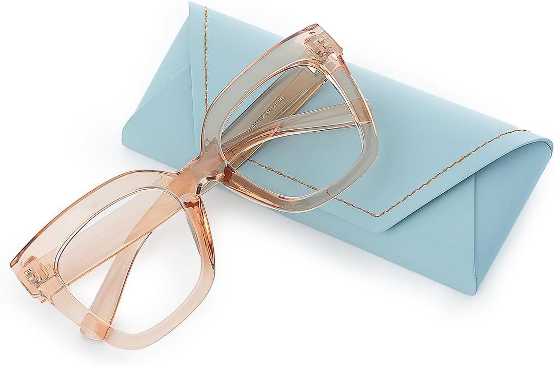 Trendy reading glasses Blue Light Blocking Impact Resistant Lenses TR90 frame oversized readers (Tawny)