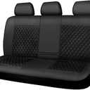 CAR PASS Faux Leather Back Seat Cover, Universal Quilting Waterproof Bench Rear Seat Cover Universal car seat Cover Fit 95% Automotive Interior Covers for Sedans SUVs Vans Small Trucks, All Black