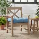 20x20 Square Tufted Outdoor Seat Cushion, Reversible Patio Chair Cushion with Ties, Durable Polyester Fabric, Eco-Friendly Recycled Fill, Weather-Resistant – Denim, Single