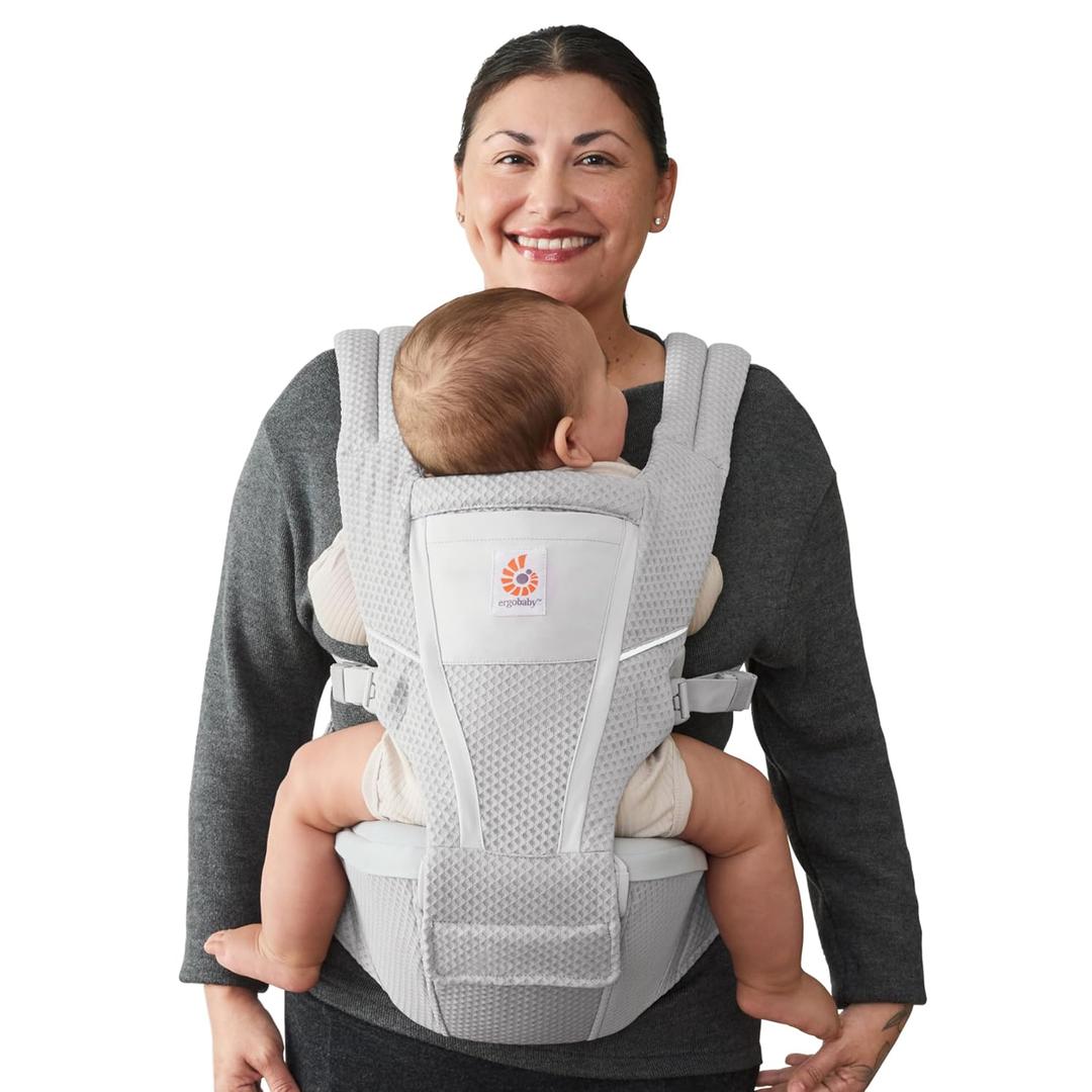 Ergobaby Alta Hip Seat Baby Carrier for Babies and Toddlers 4-48 Months (12-45 lbs) - 3-Position Convertible Ergonomic Baby Carrier with Storage Pocket, Sun Hood, Hip-Healthy Positioning - Pearl Grey