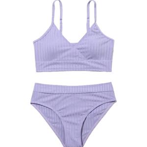 Milumia Girl's Cute Two Piece Swimsuit V Neck Spaghetti Strap Wireless Bikini Set,15-16 Y