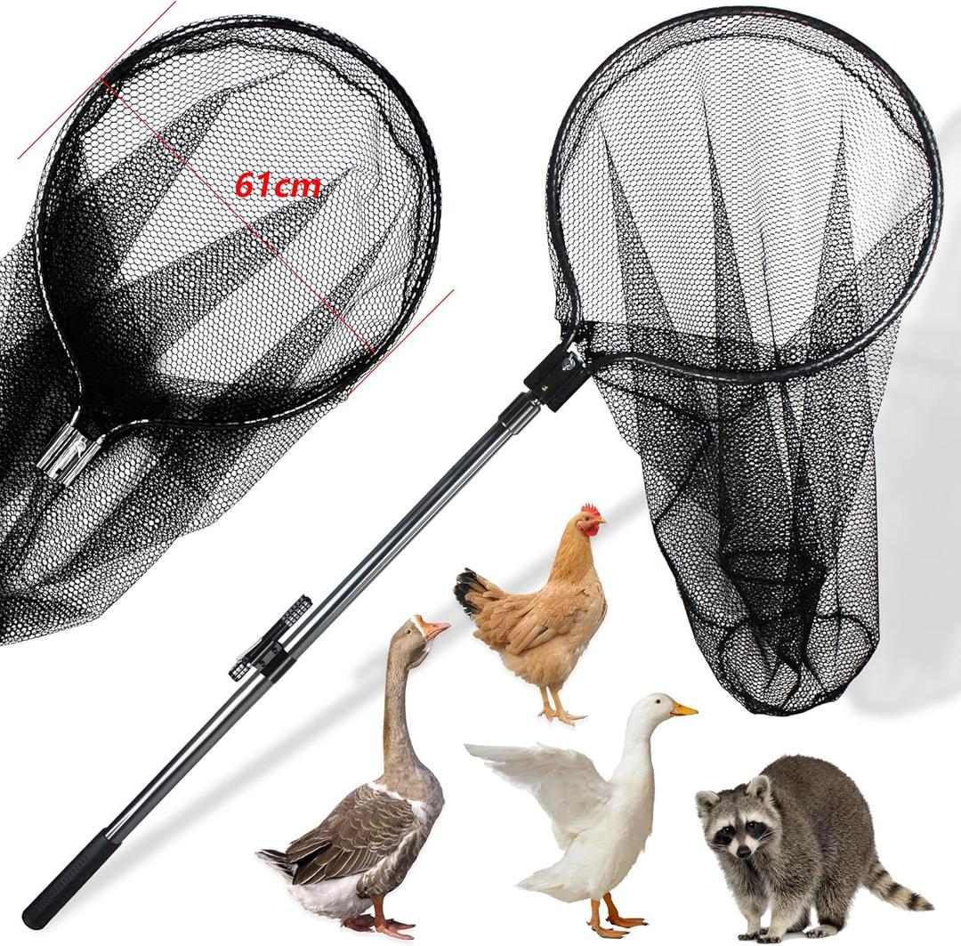 Catcher Net Small Animal Control Net Poultry Catching Trap Tool for Chicken, Duck, Goose, Fish, Cat, Dog and Others(43"- 78" Handle with 24" Net Opening) (Advanced Grey - Large)