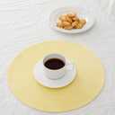 HODJOY Round Placemats Set of 6, Table mats for Indoor and Outdoor Dining Tables, Washable Woven Non-Slip Placemats 15inch (Straw Yellow)