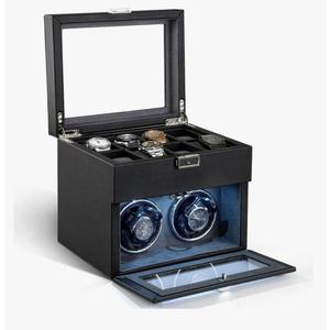 Automatic Watch Winder,Double Watch Winder and 8 Extra Storage Display Box with LED Light,Japanese Quiet Motor,Adjustable Watch Pillows,AC Adapter,Father’s Day Gift for Men