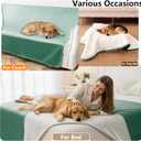 Waterproof Blanket for Bed King Size, Leak Proof Dog Couch Blankets Reversible, Pet Throw Sofa Furniture Protector Machine Washable-82 x108,Green+Cream