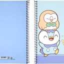 Pikachu Blank Unruled Spiral Notebook, About 60 Sheets, 7.3 x 10.3 Inches, About 60 Sheets (Blue)