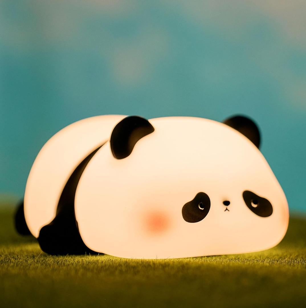 DREAMING MY DREAM Cute Panda Night Light, LED Squishy Novelty Animal Night Lamp, 3 Level Dimmable Nursery Nightlight for Breastfeeding Toddler Baby Kids Decor, Cool Gifts Kids, Panda Pangda