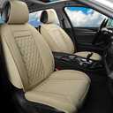 Leather Car Seat Covers Full Set,Universal Fit for Most Cars,SUV,Sedans and Pick-up Trucks,Automotive Vehicle Faux Leather Cushion Covers for 5 Passenger Cars (Full Set,Beige)