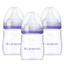 Lansinoh Anti-Colic Baby Bottles, BPA-Free Plastic, 5 Ounces, 3 Count, Slow Flow Nipples (Size S), Breastfeeding Bottle with NaturalWave Design, Baby Essentials