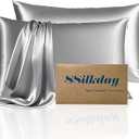 2 x Mulberry Silk Pillow Cases with Zipper, Ultra Smooth Soft Breathable Cooling Pillow Cases for Hot Sleepers, Silk Satin Pillowcase for Hair and Skin, Gifts for Women (Champagne, Standard Size, 1 Pack) (Standard - 2026 Inch)