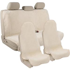 Waterproof Car Seat Cover Full Sets Interior Sets Universal Fits Car Sweat Towel for Trucks SUV Van Car Seat Protector Beige Protector Cloth Seats Pack of 3