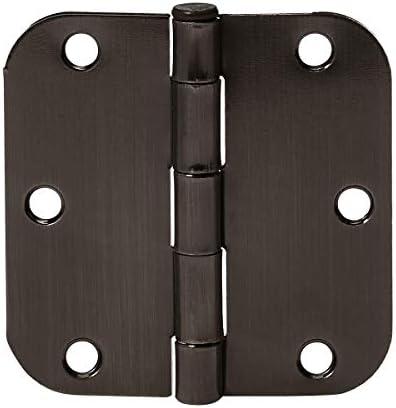 Amazon Basics Rounded 5/8 Radius Interior Door Hinges, 29 Pack, Oil Rubbed Bronze, 3.5" x 3.5"