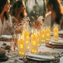 24 Pcs LED Flameless Candles with Remote, 3D Flickering Flame & LED String Lights, Acrylic Clear Cylinder, Timer Function, Romantic Ambience for Home Decor, Party, Wedding (Ivory).