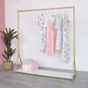HOMEKAYT Gold Clothing Rack with Shelf Heavy Duty Gold Garment Rack Gold Glothes Rack Modern Display Rack for Home, Boutique,Retail - 59''L
