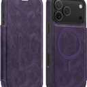 Lunivop Compatible with iPhone 17 Pro Max Case 2025 6.9 '' Flip Cover PU Leather RFID Blocking Card Holder Wallet Compatible with Magsafe Magnetic Phone Case for 17 Pro Max (Purple)