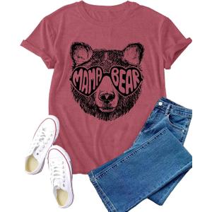 Mama Shirt for Women Mama Bear Shirts Mothers Day Mom Life Tee Tops