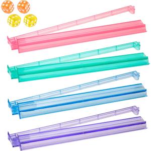 Mahjong Racks with Pushers, Mahjong All-in-One Tile Rack & Pusher, American Mahjong Accessories Clear Mahjong Tile Racks Holder, Set of 4, Multi Color