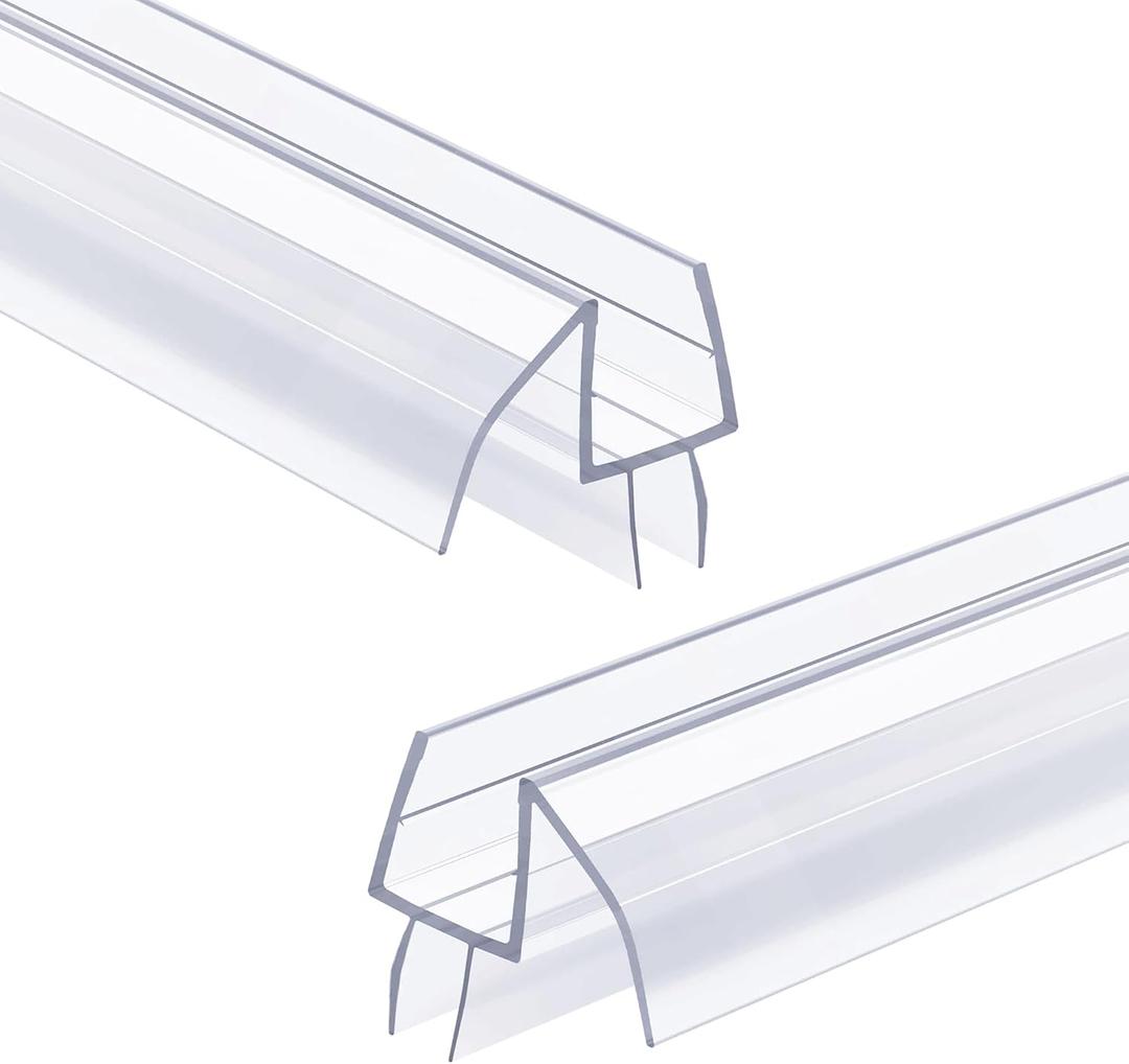 2 Pack Glass Door Silicone Seal Strip 39 Inch Shower Door Bottom Seal Sweep-Suitable for 1/2 Inch Glass-Stop Shower Leaks Frameless Shower Door Seal Strip (White)