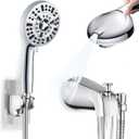 Metal Tub Spout with Diverter & Integrated Shower Hose Connection, Slip-On Tub Spout with 10 Settings Handheld Shower Sprayer Polished Chrome