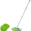 Car Wash Brush with Long Handle & 2pcs Car Wash Mitt Scratch Free, Soft Scrub Car Wash Brush, Car Wash Mops with Flexible Rotatory Extension Pole - Green