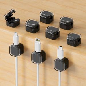 9-Pack Magnetic Cord Holder - Magnetic Cable Clips Strong Adhesive Desk Cable Management | Cable Management Cord Holder Organizer for Home Office Desk Phone Car Wall Desktop Nightstand (Black) (Multi)