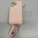 Crossbody Wallet Case for iPhone 16 with Strap,RFID Blocking Leather Flip Case for Women with Card Holder,Magnetic Purse Shockproof Cover with Kickstand,Lanyard,Pale Pink