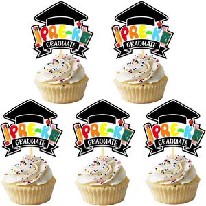 24Pcs Pre-K Graduation Cupcake Toppers, 2026 Pre Kindergarten Graduation Decorations for School Class Activity Grad Party (Pre-K)