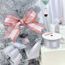 Rose Gold Wired Ribbon Satin with Glitter Edge, 2.5 Inch x 10 Yards Rose Gold Christmas Ribbon for Tree Decoration Garland Wreath Bow Making Gift Wrapping Home Decor