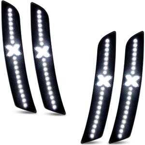 D-Lumina LED Side Marker Lights Smoked Lens X-Style Patent Pending Compatible with Chevy Camaro 2016-2024, 6th Gen Camaro Front Rear Bumper LED Sidemarker White, Pack of 3
