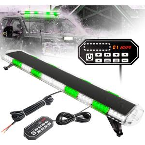 ASPL 47" Low Profile Roof Top Strobe Lights Bar with Controller High Intensity 88 LED Emergency Warning Flashing Traffic Advisor Snow Plow Light for Trucks Vehicles Tow Pickup (Green/White)