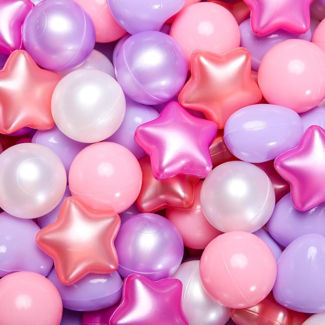 GOGOSO Star Ball Pit Balls for Ball Pit, Crush-Proof BPA Free Colorful Play Plastic Balls for Kids Toddler Christmas Party Decor Giant Friendship Bracelet Banner, 500 balls